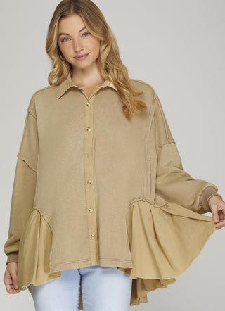 Ruffled Hem Shirt/Jacket