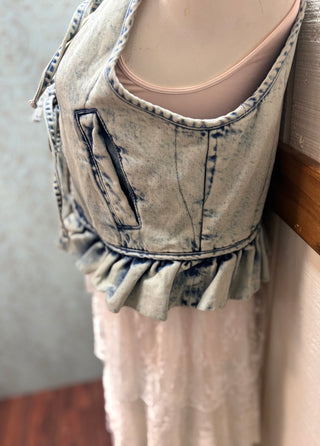 Denim Ruffle Vest