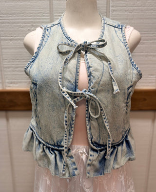 Denim Ruffle Vest