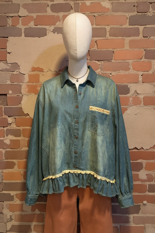 Vintage Ruffled Denim Top