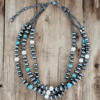 Tibetan Pearl & Turquoise Bead Necklace