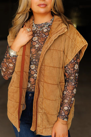 Brown Quilted Vest