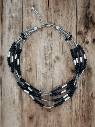 Tibetan Silver & Black Beads