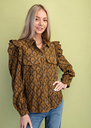 Ruffled Corduroy Shirt