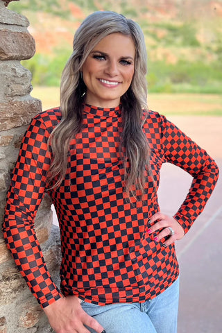 Halloween Checkered Mesh Top