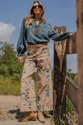 Khaki Floral Pants