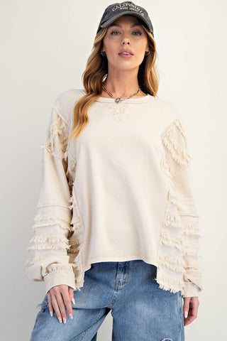Ecru Frayed Top
