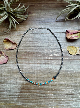 Sterling Silver Choker with Turquoise & Spiny Oyster