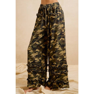 Ruffled Camouflage Pants