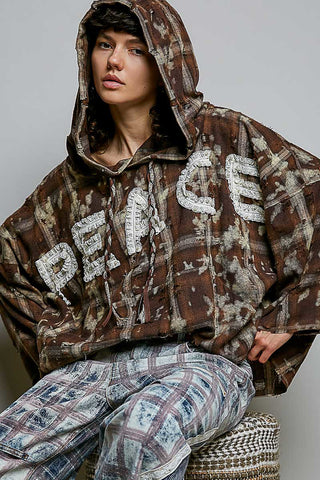 PEACE Plaid Hoodie