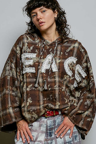 PEACE Plaid Hoodie