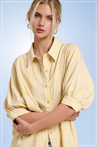 Yellow Striped Button-Down Shirt