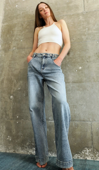 Adjustable Waist Baggy Jeans