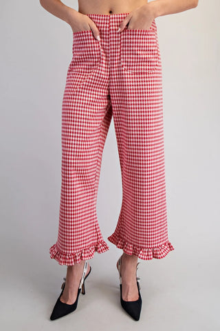 Red Gingham Ruffle Pants