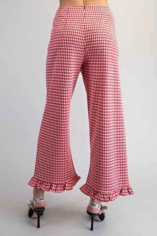 Red Gingham Ruffle Pants