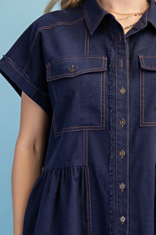 Button Up Peplum Top