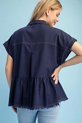 Button Up Peplum Top