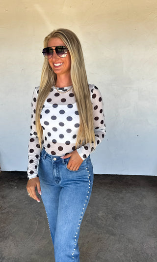 Polka Dot Mesh Top