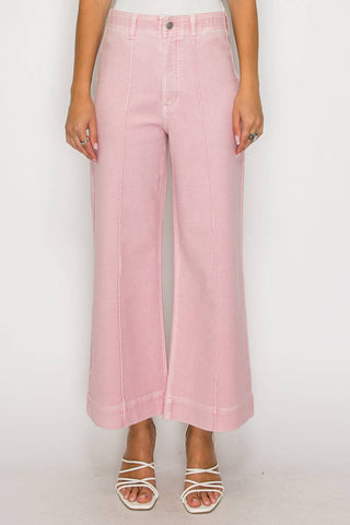 Pink High Rise Cropped Jean