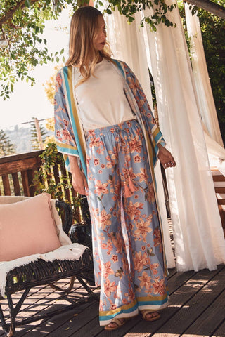 Floral Print Wide Leg Pants