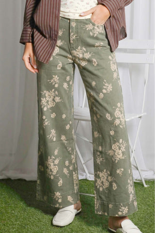 Floral Printed Sage Pants