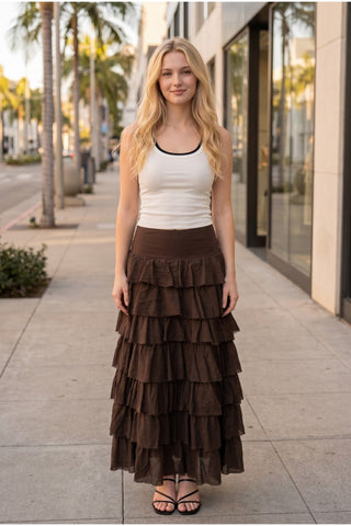 Brown Tiered Skirt