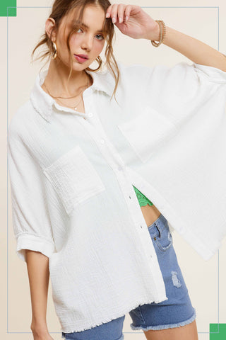 Washed Crinkled Gauze Shirt