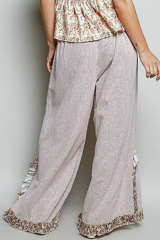 Floral Ruffle Wide Leg Pants