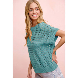 Teal Crochet Top