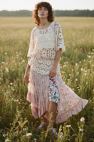 Ruffle Layered Lace Skirt