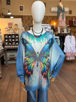 Blue Butterfly Sweater