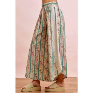 Floral Eyelet Wide Leg Pants
