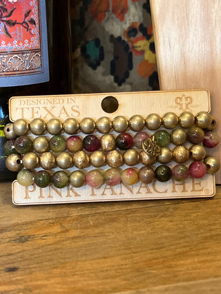 Pink Panache Jasper & Gold Bead Bracelet Set