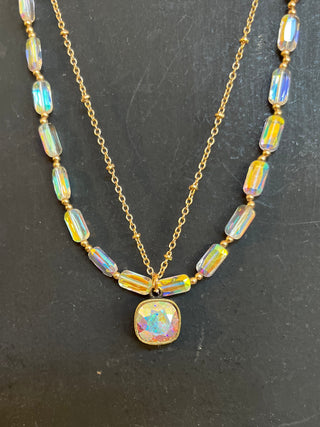Swarovski Crystal & Rectangle Bead Necklace