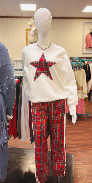Plaid Christmas Star Top