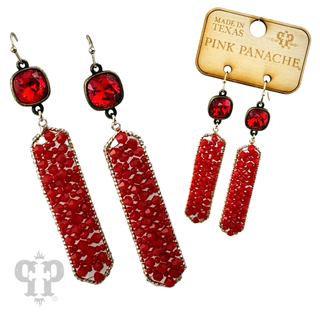 Bead Wrapped Hexahon Earring with Austrian Crystal