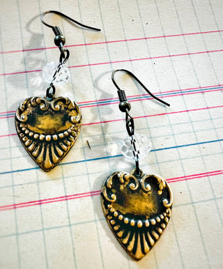 Brass Heart Earrings