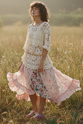 Ruffle Layered Lace Skirt