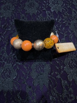 Gold & Orange Bead Bracelet