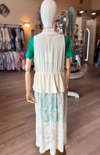 Heart-Bloom Lace Maxi Vest