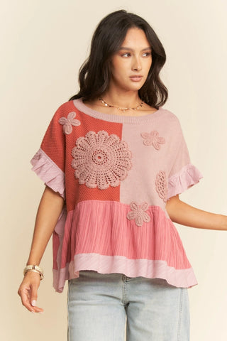 Indian Pink Ruffled Top