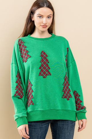 Patch Christmas Tree Sweatshirt