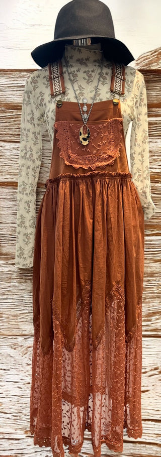 Copper Brown Overall Dress