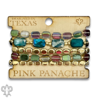 Multi Color Gold Bead Bracelet Stack