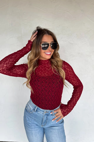Wine Lace Top