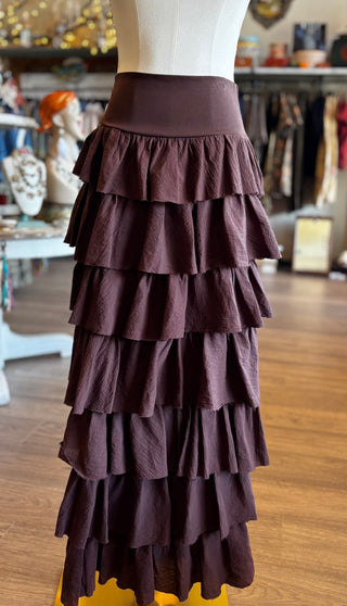 Brown Tiered Skirt