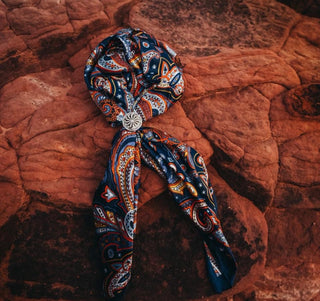 Navy & Orange Paisley Wild Rag