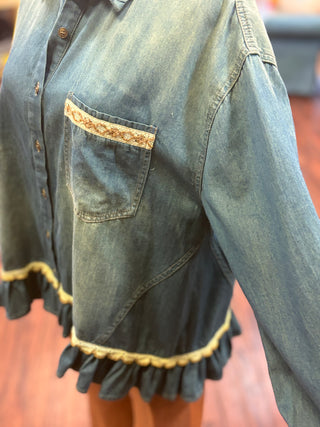 Vintage Ruffled Denim Top