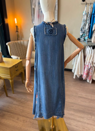 Embroidered Denim Dress