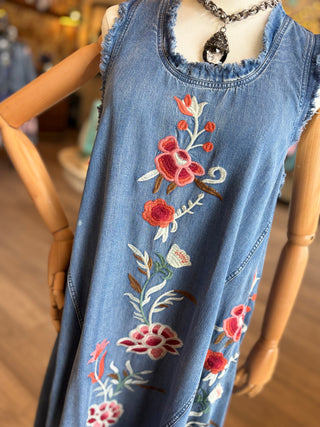 denim dress with embroidery Diesel DE-DREVIA-S Womens Blue Dresses